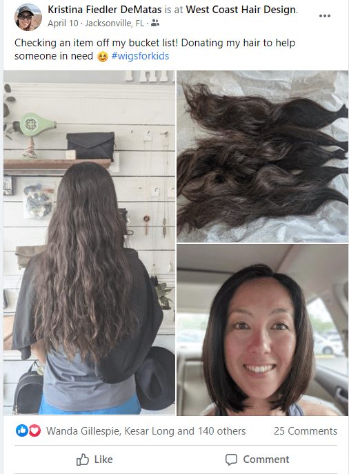 Checking an item off my bucket list! Donating my hair to help someone in need 